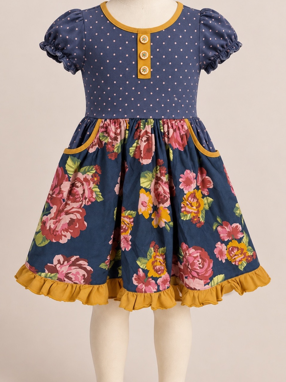 Matilda Jane Joanna Gaines You Belong Dress Girls 4 Navy Floral Ruffle